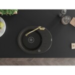 MEXEN/S - Kevin granitový dřez 1-miska s odkapávačem včetně baterie Carla, černá/zlatá metalik 6517-75-670700-50-B