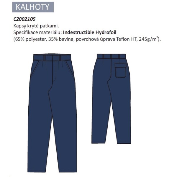 Kalhoty kyselinovzdorné ANTAL 2002 do pásku 65%polyeste, 35%bavlna ZAKÁZKA