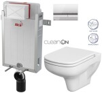 ALCADRAIN Renovmodul - předstěnový instalační systém s chromovým tlačítkem M1721 + WC CERSANIT CLEANON COLOUR + SEDÁTKO AM115/1000 M1721 CN1