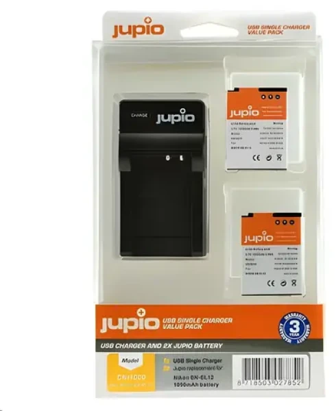 JUPIO EN-EL12 / Sada 2× akumulátor + nabíječka / 1050 mAh / pro Nikon (CNI1000)