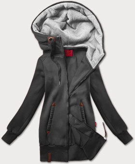 Hladká dámská mikina v grafitové barvě s kapucí LHD (AMG169) odstíny šedé S (36)