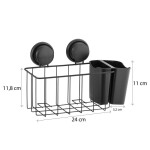 Erga Gavi, koupelnový koš na kosmetiku 30x12x19 cm na přísavky, černá matná, ERG-YKA-CH.GAVI-PP-KP-BLK