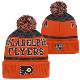 Outerstuff Dětská zimní čepice Philadelphia Flyers NHL Puck Pattern Cuffed Pom