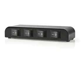 Nedis Přepínač reproduktorů černá / Přepínač reproduktorů / 4 porty / svorky / 4-16 Ohm / 200 W na kanál (ASWI2604BK)