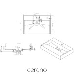 CERANO - Umyvadlo z litého mramoru Vita - nástěnné i na desku - otvor pro baterii - bílá lesklá - 70x46 CER-479875