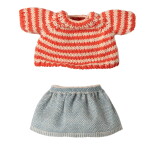 Maileg Pletený svetr a sukně pro myšky Maileg Big Sister, červená barva, textil