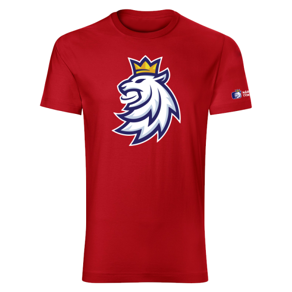STŘÍDA SPORT Pánské tričko Český Hokej Logo Lev Červené Velikost: