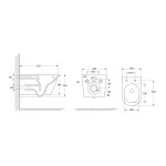 AQUALINE - DENICA závěsná WC mísa, Vortex Rimless, 36x52cm, bílá PS8512
