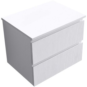 CERANO Koupelnová skříňka Carole + deska pod umyvadlo Navira Slim - 18 mm - bílá matná rýhovaná - 60x49,8x46 cm