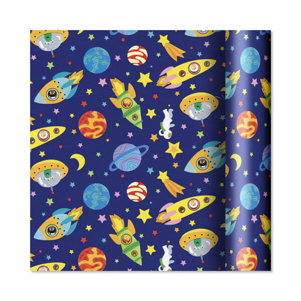 Dárkový papír - role 2 m × 70 cm - Rakety a kosmonauti - Albi