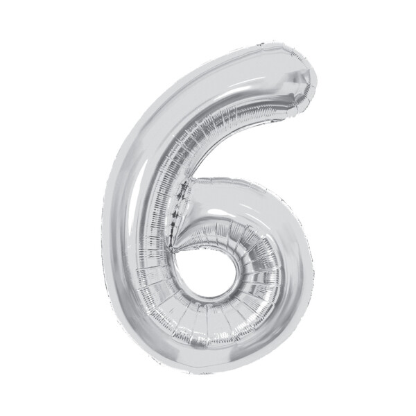 Balónek fóliový 85 cm stříbrný číslo 6 - Albi