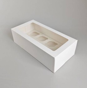 Dortisimo Bílá krabice s okénkem na 8 ks muffinů (35,5 x 17,7 x 10 cm)
