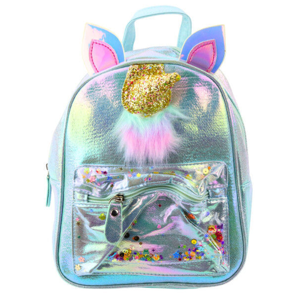 Mamido Dětský batoh s pohyblivými konfetami Jednorožec 25cm 4,5L modrý