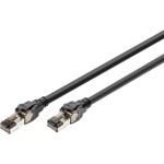 Digitus DK-1843-020 RJ45 síťové kabely, propojovací kabely CAT 8.1 S/FTP 2 m černá barevně rozlišený, stíněný, točený drát, S průchodkou chránící proti zlomení