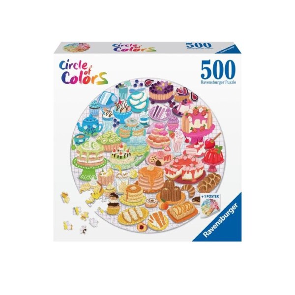 RAVENSBURGER Kulaté Kruh barev: Barevné dezerty 500 dílků