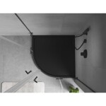 MEXEN - Flow Sprchová vanička čtvrtkruh slim 90 x 90, černá mat 46Q709090
