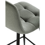 Židle barová, zelená látka, čtyřnohá kovová podnož, černý mat