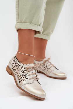 Kožené síťované dámské polobotky Zazoo 3195 zlaté 40