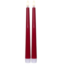 STAR TRADING LED svíčka Flamme Candy Red 26 cm – set 2 ks, červená barva, plast