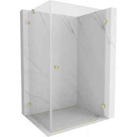 MEXEN/S - Lunar-B L sprchový kout dveře křídlové pravá 85 x 80, transparent, zlato kartáčovaná 832L-085-080-55-00-P