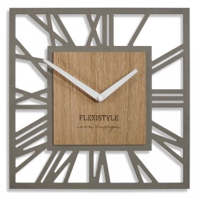DumDekorace Dřevěné nástěnné hodiny ve tvaru čtverce v šedé barvě