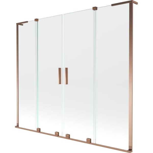 MEXEN/S - Velar L Duo dvoukřídlá posuvná vanová zástěna 180 x 150, transparent, růžové zlato 896-180-003-02-60