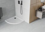 MEXEN/S - Flat sprchová vanička čtvrtkruhová slim 70 x 70, bílá + černý sifon 41107070B