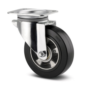Tente Hliníkové kolečko s černou gumovou obručí 160 mm, otočné 1742