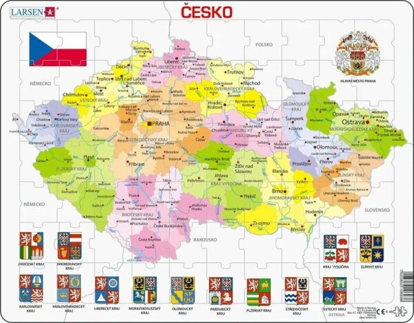 Puzzle Česká republika kraje 70 dílků