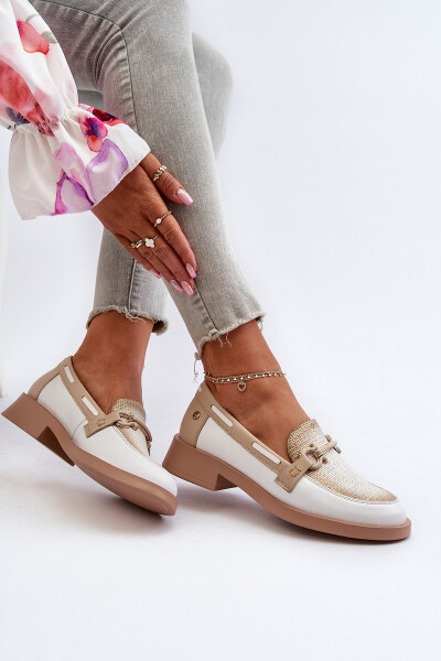 Dámské kožené mokasíny Maciejka 06493-11 Bílo-Bežové 36