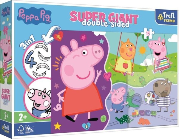 Trefl Puzzle Super giant Prasátko Peppa 15 dílků - oboustranné