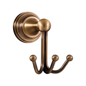 RAV Slezák - MORAVA RETRO - Koupelnový doplněk Věšáček trojitý, Stará mosaz (Bronz) MKA0105SM MKA0105SM