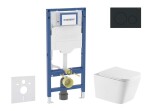 GEBERIT - Duofix Set předstěnové instalace, klozetu Arkas I a sedátka softclose, tlačítko Sigma20, matná černá/černá SANI11CA5181