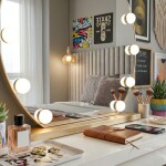 REA - Zrcadlo LED HOLLYWOOD L. Gold 50 cm HOM-01803