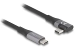Delock USB-C 24 pin / Kabel / rovný (M) – lomený 90° (M) / USB 3.2 / Thunderbolt 3 / PD 5A 48V / 2 m (81132)