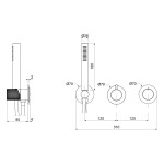 SAPHO - ULTRATAP podomítková sprchová/vanová baterie s ruční sprchou, 2 výstupy, černá mat/zlato mat UT045TBG