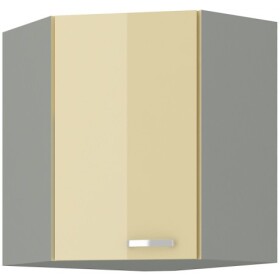 Horní rohová skříňka 60x60 GN-72 1F (45°) Barva korpusu: Šedá, Barva dvířek: Krémový lesk (Karmen)
