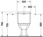 DURAVIT - 1930 Stojící WC kombi mísa, vodorovný odpad, WonderGliss, bílá 02270900001