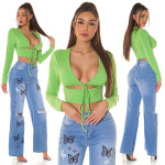 Sexy top Koucla Crop Top s výřezy a šněrováním lightgreen Einheitsgroesse