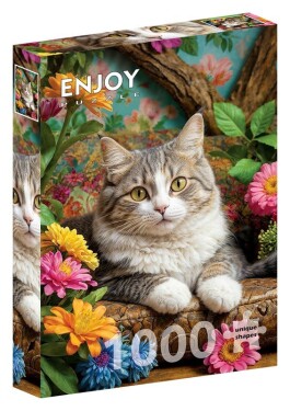 Puzzle Kočka v květinách 1000 dílků