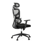 Kancelářská židle, šedá síťovina, černý plast, kolečka na tvrdé podlahy