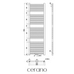 CERANO - Koupelnový radiátorový set Lincoln - kombinované výtápění, wifi tyč - středové připojení 50 mm - 300W - bílá lesklá - 1600x500 mm CER-663394