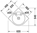 DURAVIT - Architec Umyvadlo 64x54 cm, bez přepadu, s otvorem pro baterii, bílá 0448450000