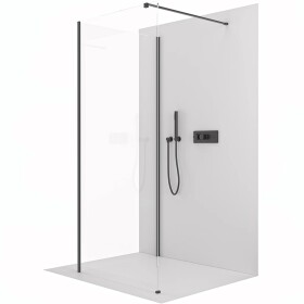 CERANO Sprchová zástěna Walk-in Onyx Corner Cube L/P - 8 mm - hranatá vzpěra - černá matná, transparentní sklo - 30x30x200 cm