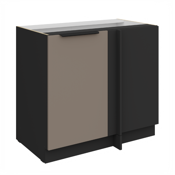 Spodní rohová skříňka Aria 105 ND 1F BB Barva korpusu: Černá, Barva dvířek: TA - Sandgrau AFM