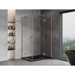 MEXEN/S - Mist H Duo sprchový kout dveře křídlové 70 x 100, transparent, měď kartáčovaná 8A5-070L-100P-65-00