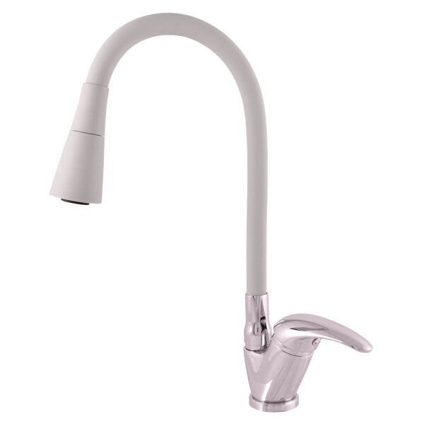 RAV Slezák - SÁZAVA - Dřezová baterie s flexibilním ramínkem, Chrom/Šedá, 3,8", SA506.0/13S