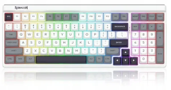Redragon Garen Pro bílo-šedá / Herní klávesnice / mechanická / Manbo Linear Switch / podsvícená / bezdrátová (K656WGB-RGB-PRO)