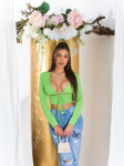 Sexy top Koucla Crop Top s výřezy a šněrováním lightgreen Einheitsgroesse