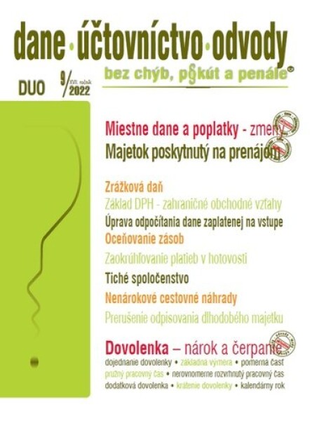 DUO 9/2022 Miestne dane poplatky, Nárok čerpanie dovolenky